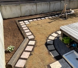 庭に枕木を並べて小さい花壇を簡単に作る Sokico ものつくり Blog
